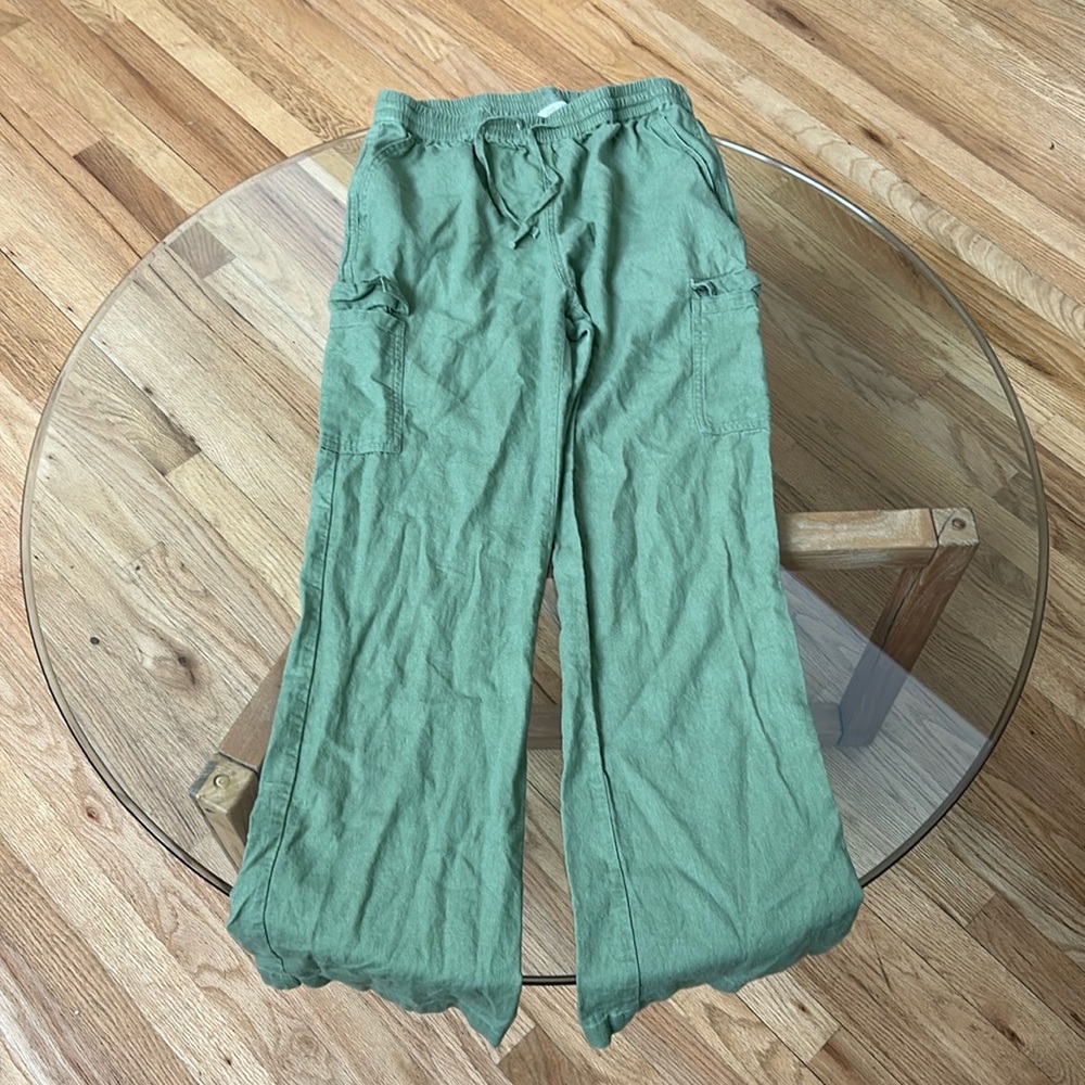 Light sage green cargo straight leg pants